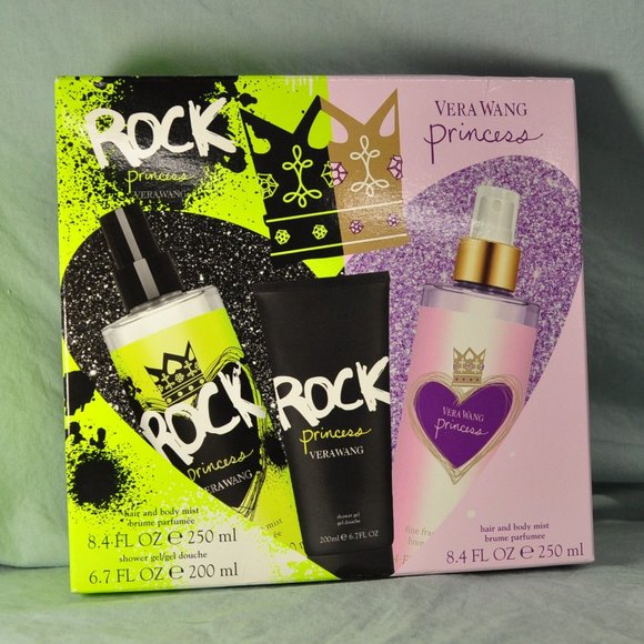Vera Wang rock princess 3 piece gift set hair & body mist shower gel NIP (C74)